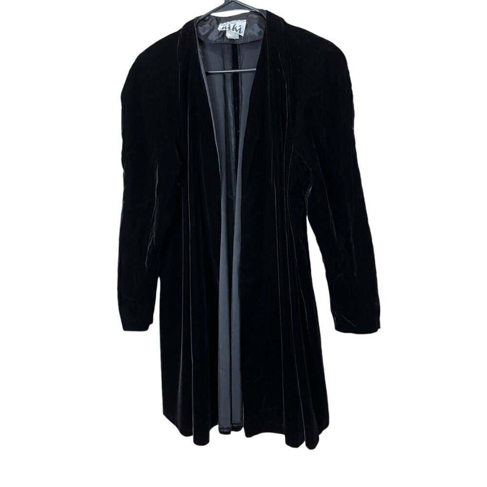 Vintage Karen‎ Lucas For Niki Black Velvet Swing Coat Size S
